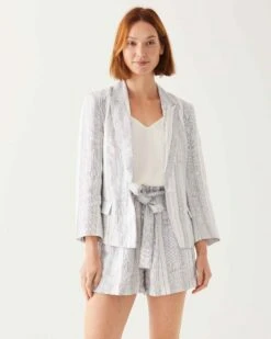 Como Linen Blazer -Mersea Sales Store Como Linen Blazer Stripped Grey 4