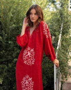 Palermo Embroidered Maxi Dress -Mersea Sales Store Palermo Emboroidered Dress Red 2