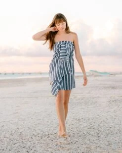 Mersea - Towel Sarong - Striped Navy