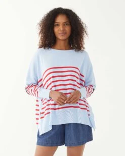 MerSea - Amour Sweater - Tide Blue/Cherry Stripes (Add-On) -Mersea Sales Store amour sweater heart patch blue red stripes 2