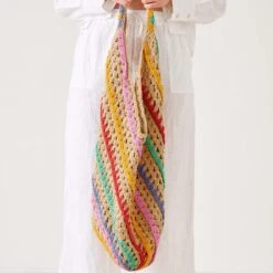 MerSea - Carly Crochet Boho Bag - Natural-Multi Stripe (Add-On)