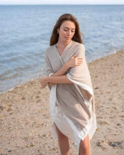 Charleston Travel Wrap -Mersea Sales Store charleston cotton cashmere wrap beige white6