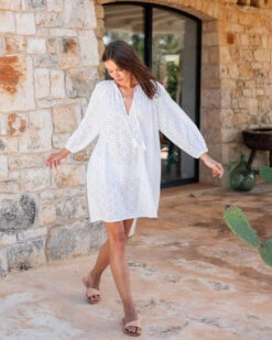Daisy Eyelet Cover Up -Mersea Sales Store daisy eyelet white lifestyle july update 1