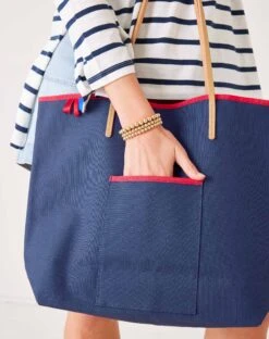 MerSea - Le Canvas Tote - Navy-Red (Add-On) -Mersea Sales Store le canvas tote navy red 3