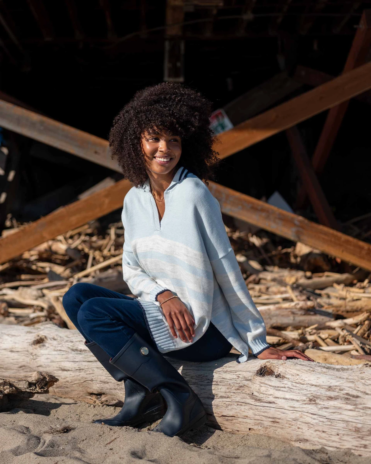 MerSea - Marina Polo Sweater - Sky/Sea Salt/Navy (Add-On) 8 MerSea - Marina Polo Sweater - Sky/Sea Salt/Navy (Add-On) - Image 6