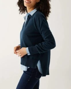 MerSea - Mariner Polo Sweater - Navy (Add-On) -Mersea Sales Store mariner polo sweater navy fall23update 4