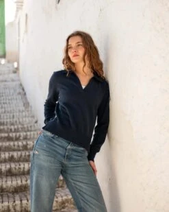 MerSea - Mariner Polo Sweater - Navy (Add-On) -Mersea Sales Store mariner polo sweater navy fall23update 7