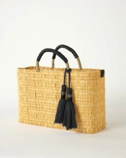 Medina Tassel Basket - Medium -Mersea Sales Store medina tassel basket black medium 1