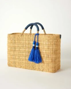 Medina Tassel Basket - Large -Mersea Sales Store medina tassel basket indigo large 1