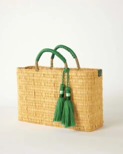 Medina Tassel Basket - Medium -Mersea Sales Store medina tassel basket island green medium 2