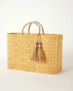 Medina Tassel Basket - Large -Mersea Sales Store medina tassel basket natural large 1