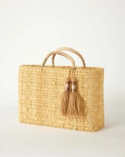 Medina Tassel Basket - Medium -Mersea Sales Store medina tassel basket natural medium 1