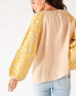 Palermo Embroidered Blouse -Mersea Sales Store palermo embroidered blouse tan yellow spring 24 update 2
