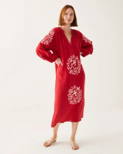 Palermo Embroidered Maxi Dress -Mersea Sales Store parlermo maxi dress red embroidered 2