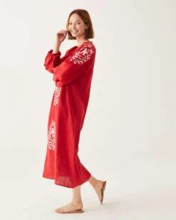 Palermo Embroidered Maxi Dress -Mersea Sales Store parlermo maxi dress red embroidered 3