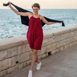 MerSea - Sailor Slub Tee Dress - Candy Apple/Navy Stripe (Add-On)