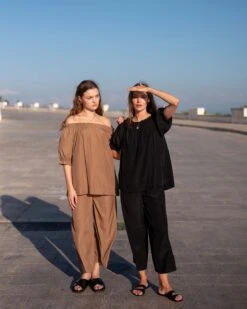 Ibiza Blouse 23 Ibiza Blouse -Mersea Sales Store womens black brown relaxed blouse travel destination