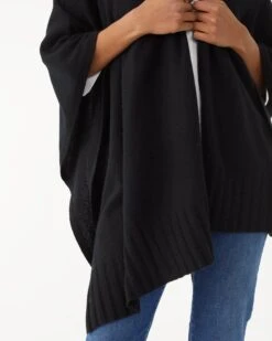 The Luxy Wrap 25 The Luxy Wrap -Mersea Sales Store womens black cashmere super soft drapy travel wrap wide rib detailed hemline