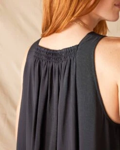 Passport Maxi Dress -Mersea Sales Store womens black maxi dress rear view detail