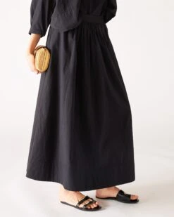 Sonnet Maxi Skirt -Mersea Sales Store womens black maxi skirt side view purse