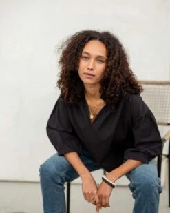 Sonnet Top -Mersea Sales Store womens black sonnet top chest view