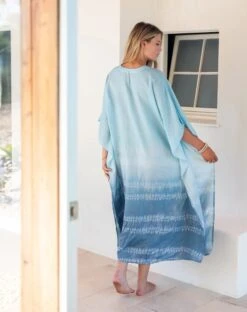 MerSea - Palm Springs Kaftan - Shoreline Blue (Add-On) 9 MerSea - Palm Springs Kaftan - Shoreline Blue (Add-On) -Mersea Sales Store womens dark blue tie dye beach kaftan rear view