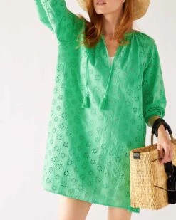 Daisy Eyelet Cover Up -Mersea Sales Store womens green eyelet coverup dress pool look