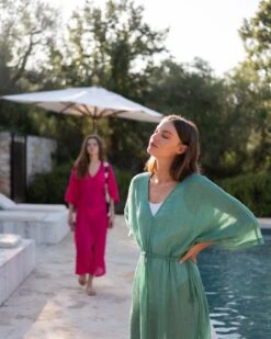 Breezy Kaftan Dress -Mersea Sales Store womens green maxi coverup dress pool vacation