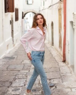 Nomad Cropped Mini Boot Jean 24 Nomad Cropped Mini Boot Jean -Mersea Sales Store womens light blue 5 pocket universal mid rise fit wide leg stretchy cropped mini boot jeans travel destination look walking