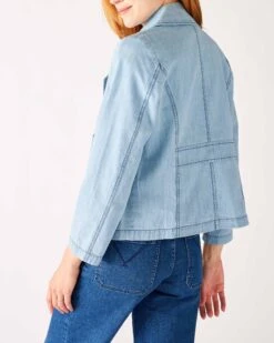 Sailor Peacoat 16 Sailor Peacoat -Mersea Sales Store womens light blue lightweight waist high sailor peacoat rear view