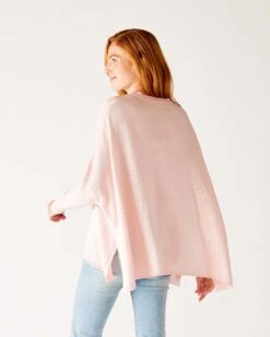 Catalina V-Neck Sweater -Mersea Sales Store womens light pink vneck sweater one size back view drape