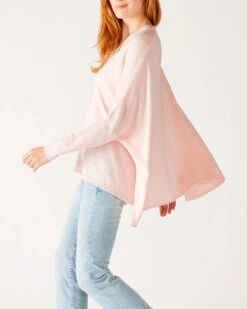 Catalina V-Neck Sweater -Mersea Sales Store womens light pink vneck sweater one size side view