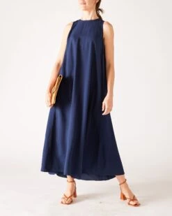 Passport Maxi Dress -Mersea Sales Store womens navy maxi dress front view