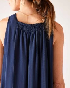 Passport Maxi Dress -Mersea Sales Store womens navy maxi dress rear view detail