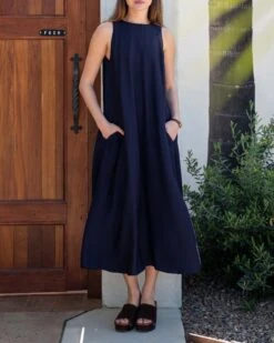 Passport Maxi Dress -Mersea Sales Store womens navy maxi dress travel look