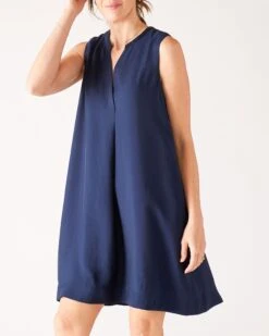 Atlas Dress -Mersea Sales Store womens navy mini dress full body view