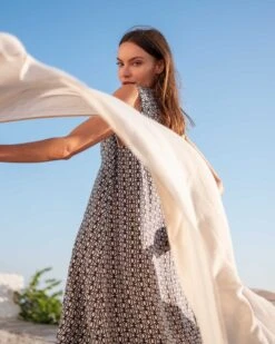 Atlas Dress -Mersea Sales Store womens navy patterned mini dress travel look