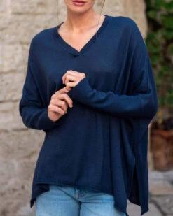 Catalina V-Neck Sweater -Mersea Sales Store womens navy vneck sweater one size travel