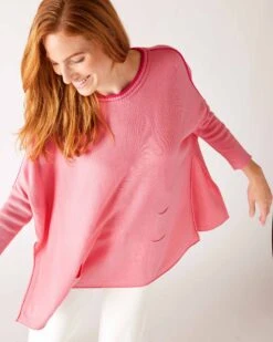 Catalina Sweater -Mersea Sales Store womens pink contrast crewneck sweater oversized shoulder view 3b2c731b 53a7 467f 814a 9f8c0f70b0e2