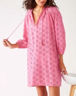 MerSea - Daisy Eyelet Cover Up - Sugar Pink (Add-On) 10 MerSea - Daisy Eyelet Cover Up - Sugar Pink (Add-On) -Mersea Sales Store womens pink eyelet coverup dress chest view 1