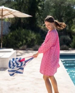 Daisy Eyelet Cover Up -Mersea Sales Store womens pink eyelet coverup dress full body view travel pool days