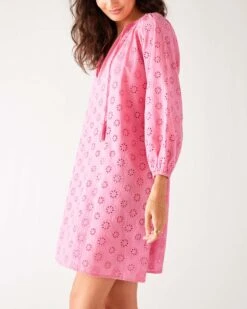 MerSea - Daisy Eyelet Cover Up - Sugar Pink (Add-On) 13 MerSea - Daisy Eyelet Cover Up - Sugar Pink (Add-On) -Mersea Sales Store womens pink eyelet coverup dress side view 1