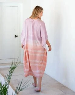 MerSea - Palm Springs Kaftan - Sunset Glow (Add-On) -Mersea Sales Store womens pink tie dye beach kaftan rear view