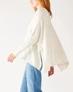 Catalina V-Neck Sweater -Mersea Sales Store womens sea salt vneck sweater one size side view