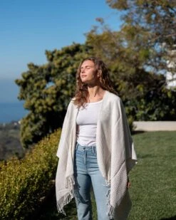 Classic Travel Wrap -Mersea Sales Store womens travel wrap beige vacation look