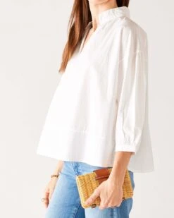 Sonnet Top -Mersea Sales Store womens white blouse side view