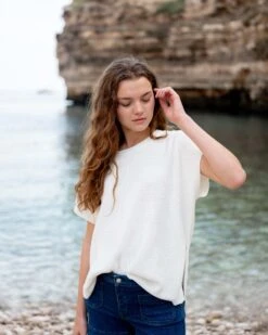 Camden Short Sleeve Sweater 26 Camden Short Sleeve Sweater -Mersea Sales Store womens white short sleeve sweater buttons one size tucked travel