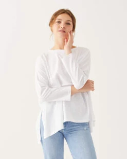 Catalina Slub Tee 40 Catalina Slub Tee -Mersea Sales Store womens white slub tee one size chest view 1