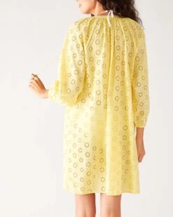 Daisy Eyelet Cover Up -Mersea Sales Store womens yellow eyelet coverup dress full body back view